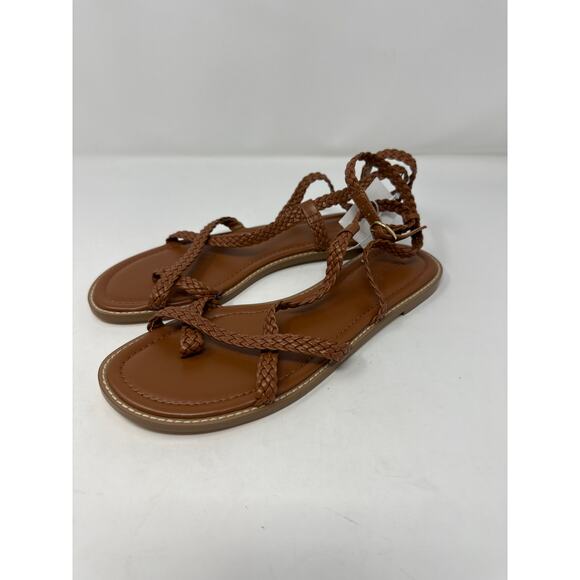 J.Crew NWT Women’s Brown Braided Strappy Charlotte Gladiator Sandals size 8 - Picture 1 of 5